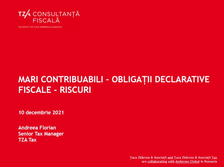 TZA MARI CONTRIBUABILI OBLIGAȚII DECLARATIVE FISCALE RISCURI